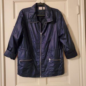 Chico's Collection Navy Blue Sheen Nylon Jacket